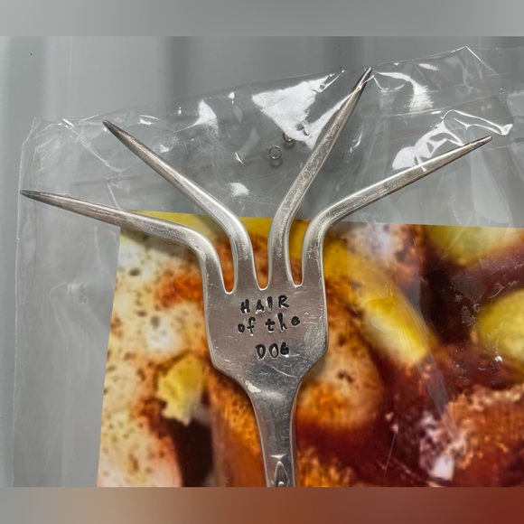 Set of 2 Bloody Mary garnish stir forks breakfast of champs Hand crafted/stamped - Picture 4 of 8